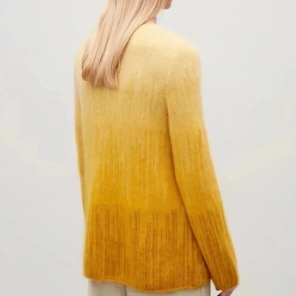 COS Yellow Ombre Mohair Crewneck Sweater Jumper Large - Picture 6 of 8